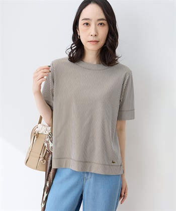 DECOY トリコットストライプ5分袖Tシャツ【接触冷感・UVカット】_subthumb_3