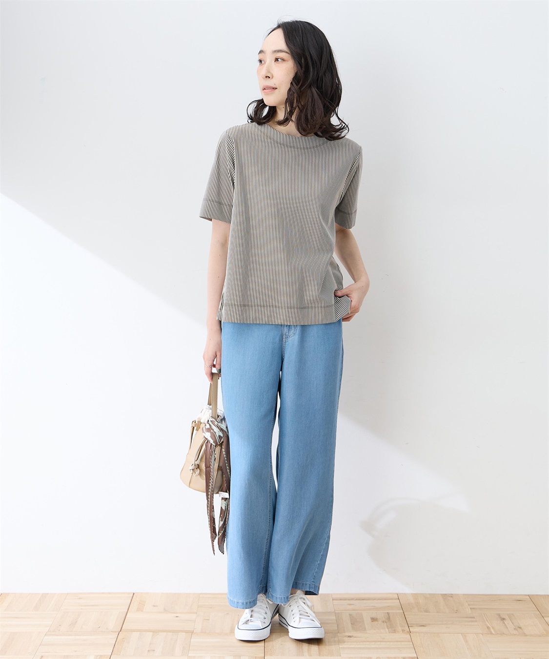 DECOY トリコットストライプ5分袖Tシャツ【接触冷感・UVカット】_sub_6