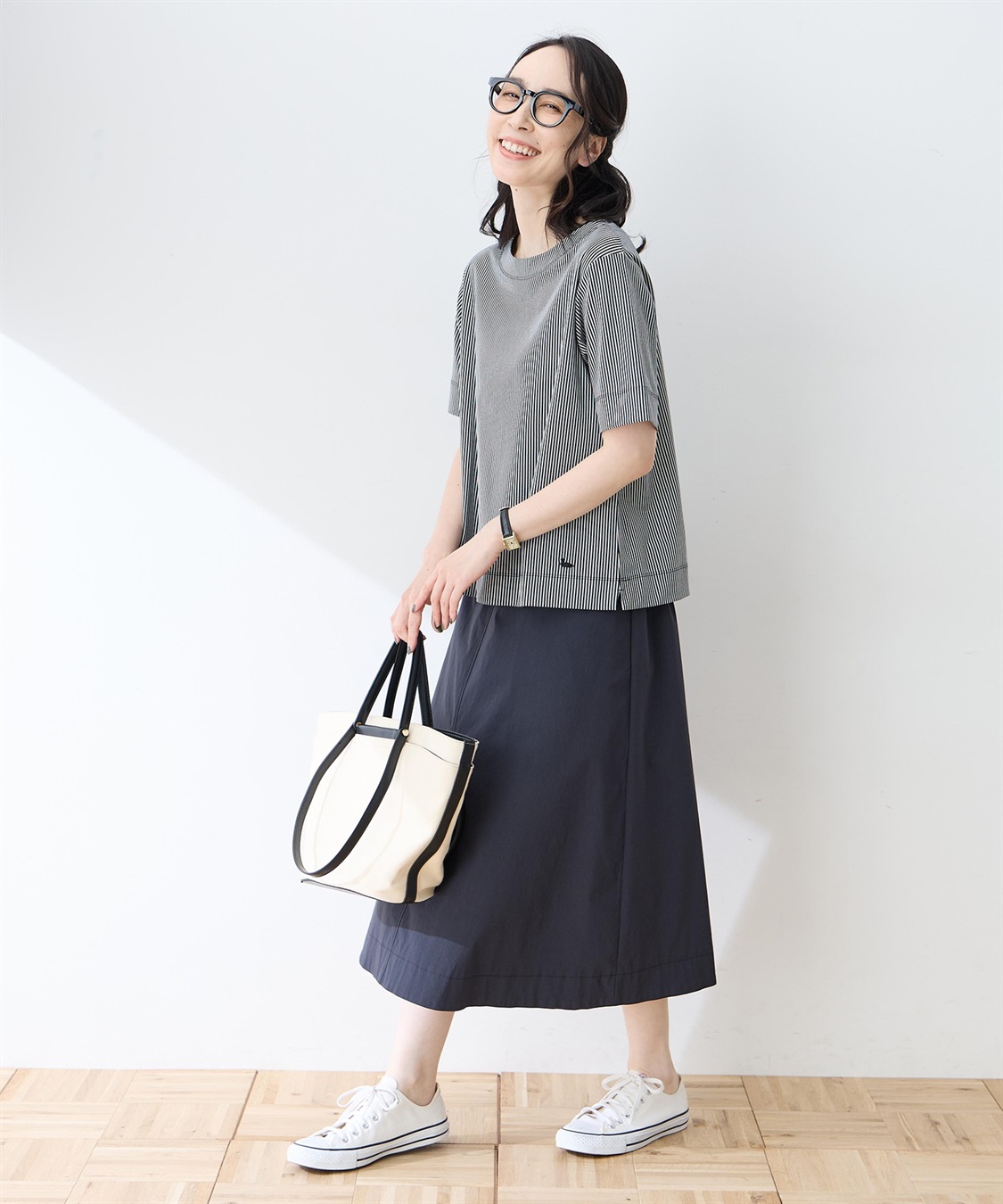 DECOY トリコットストライプ5分袖Tシャツ【接触冷感・UVカット】_sub_7