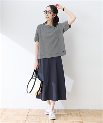 DECOY トリコットストライプ5分袖Tシャツ【接触冷感・UVカット】_subthumb_8