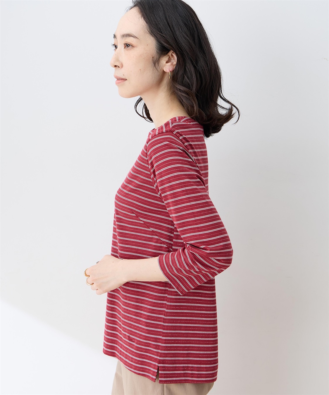 DECOY ラメボーダー7分袖Tシャツ_sub_1