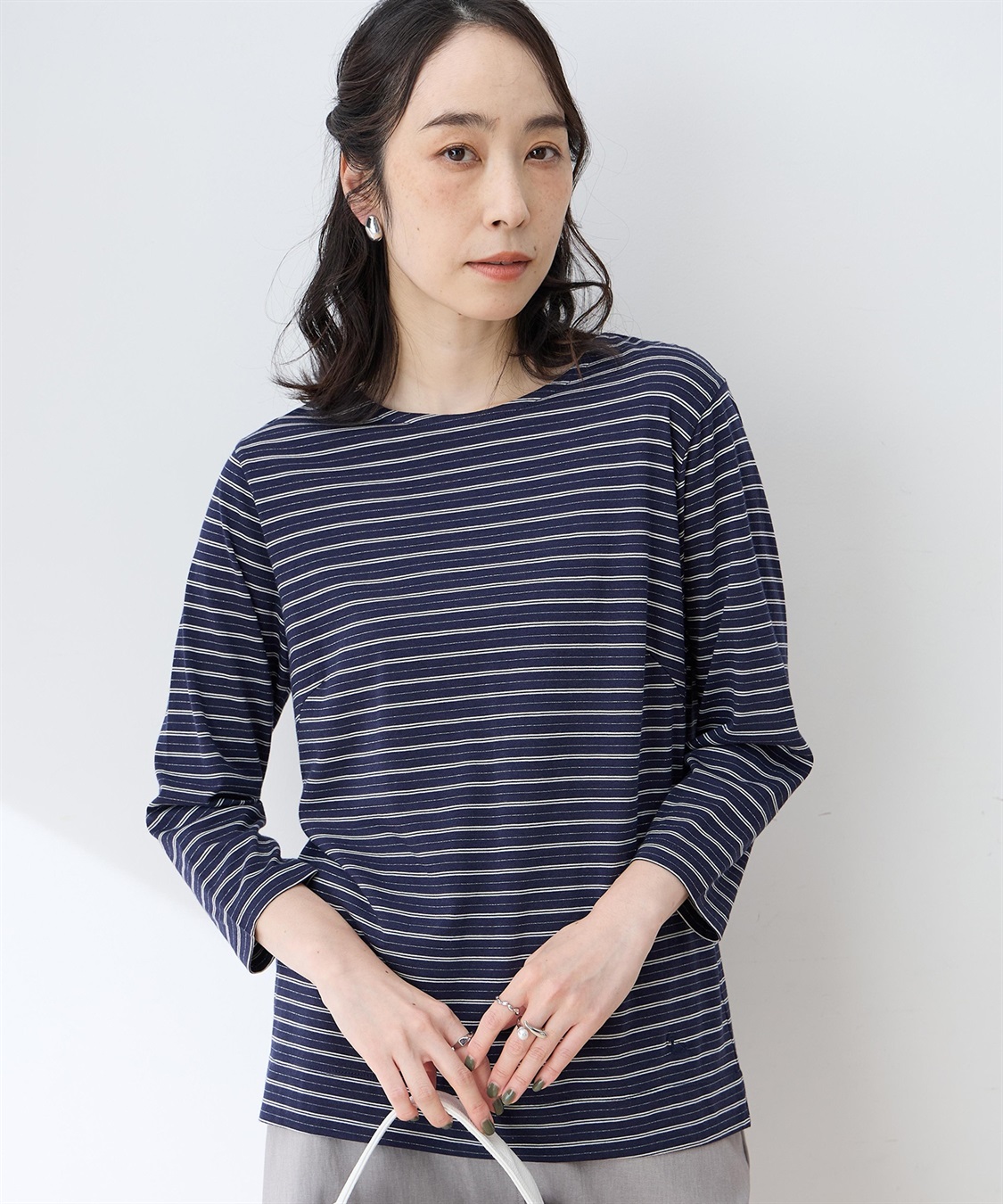 DECOY ラメボーダー7分袖Tシャツ_sub_3