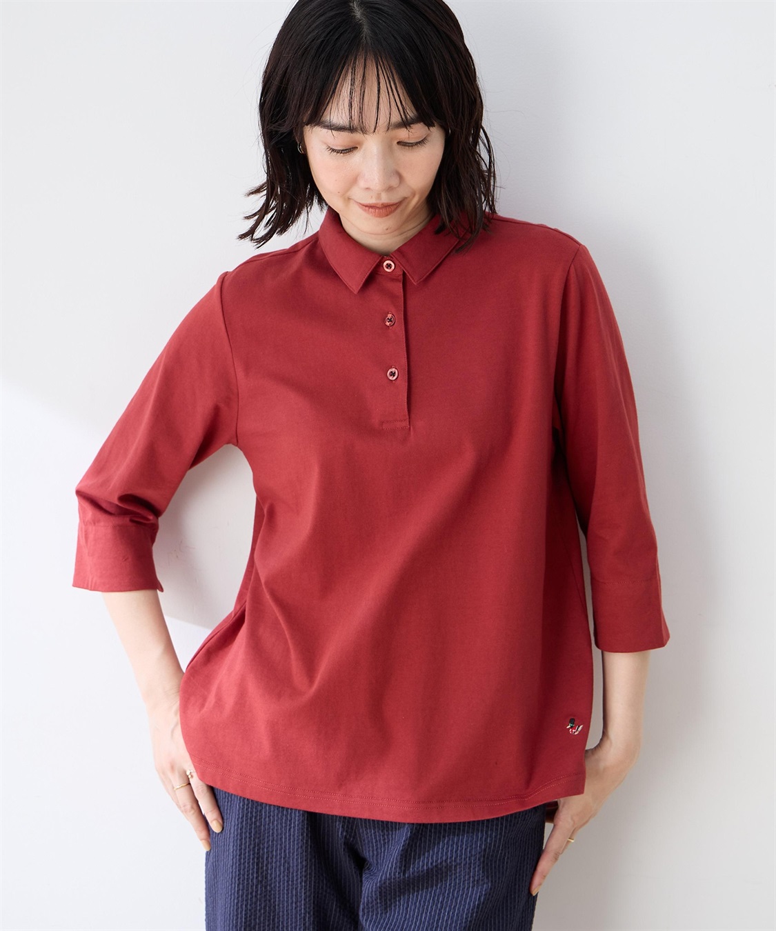 DECOY 【chiyoさんコラボ】ロンドンマーチ7分袖ポロシャツ【オーガニックコットンブレンド】_sub_2