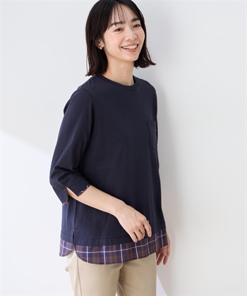 DECOY 【chiyoさんコラボ】ロンドンマーチチェックドッキング7分袖プルオーバー【オーガニックコットンブレンド】_subthumb_2