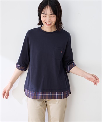 DECOY 【chiyoさんコラボ】ロンドンマーチチェックドッキング7分袖プルオーバー【オーガニックコットンブレンド】_subthumb_3