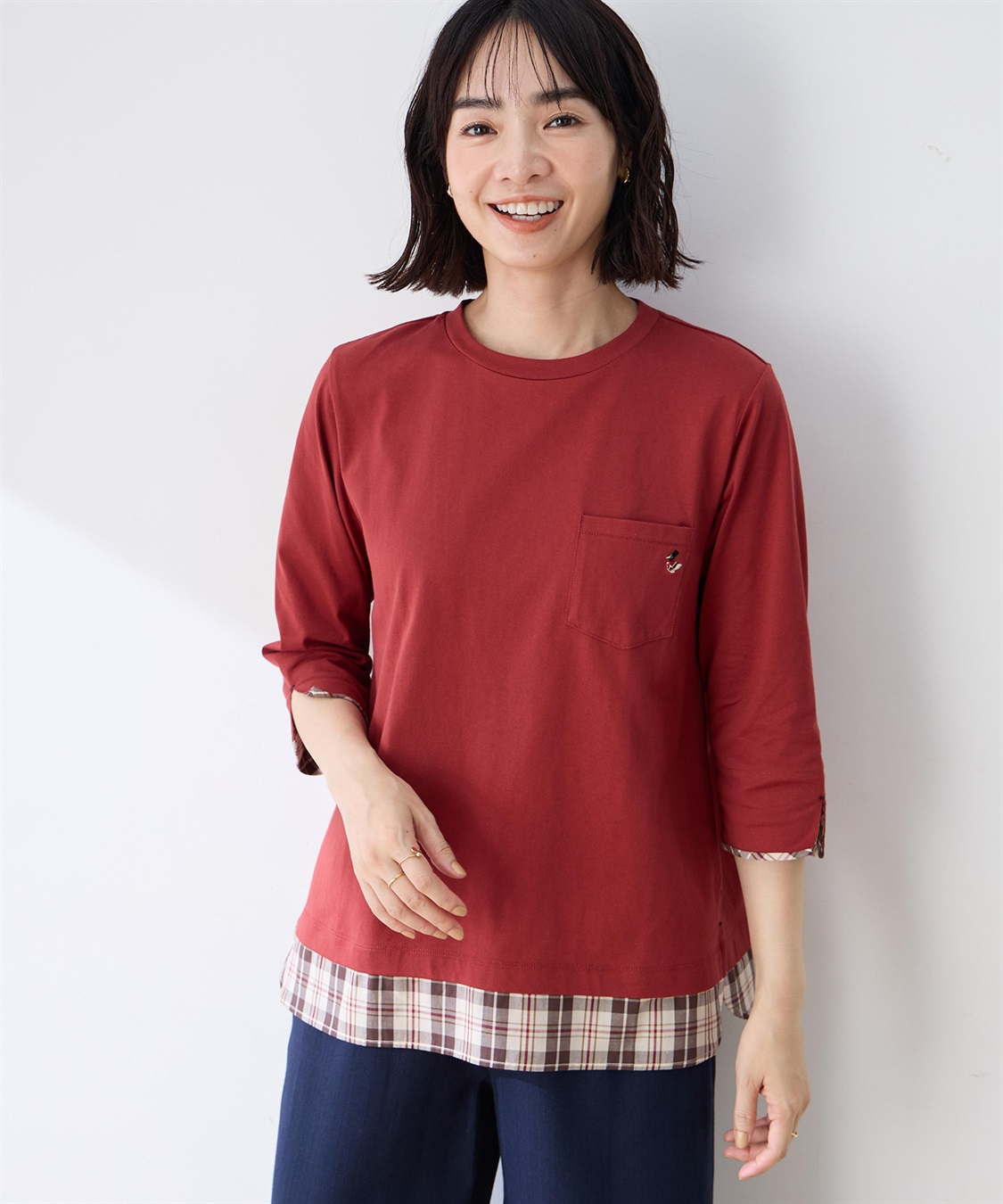 DECOY 【chiyoさんコラボ】ロンドンマーチチェックドッキング7分袖プルオーバー【オーガニックコットンブレンド】_sub_6