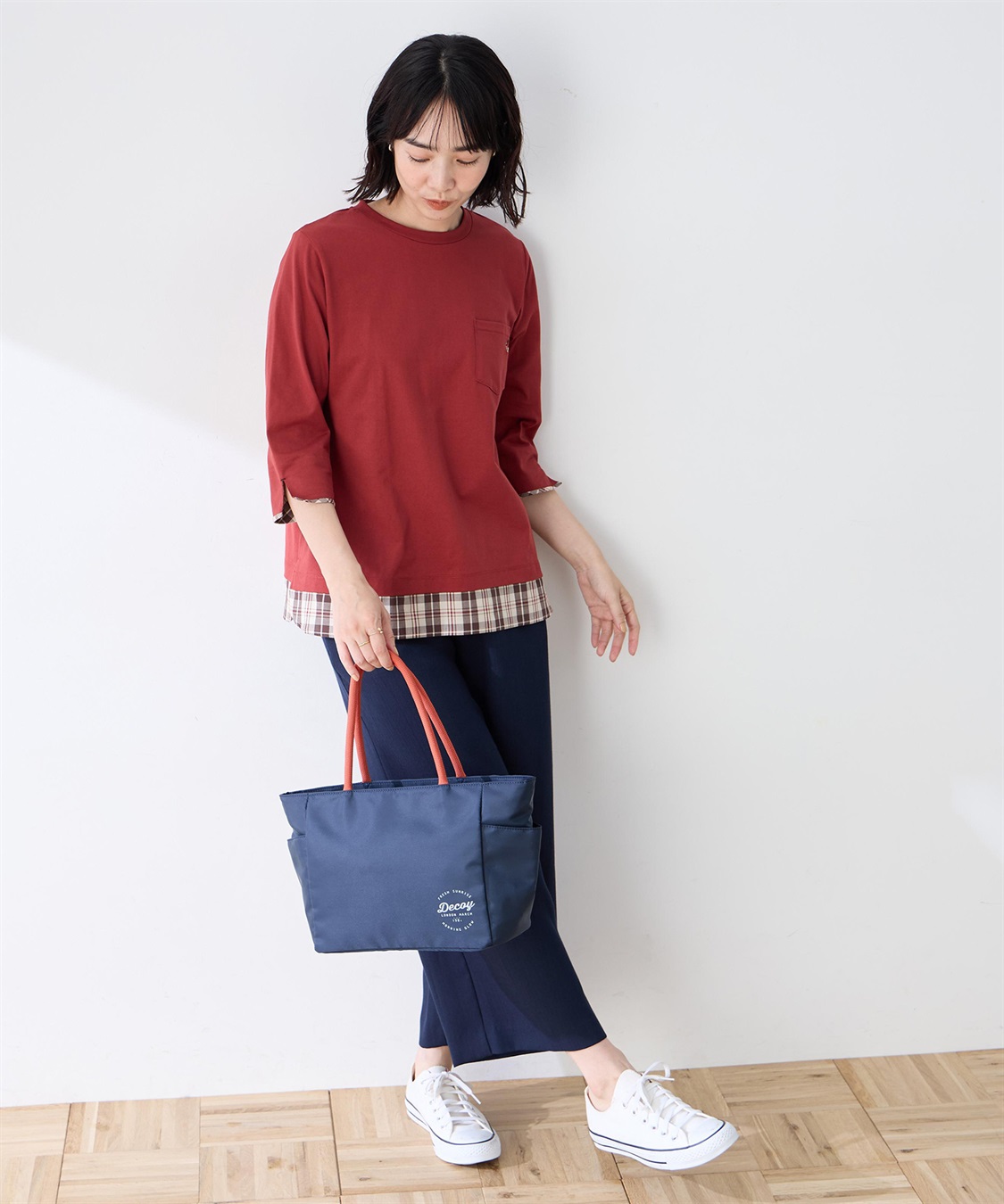 DECOY 【chiyoさんコラボ】ロンドンマーチチェックドッキング7分袖プルオーバー【オーガニックコットンブレンド】_sub_7