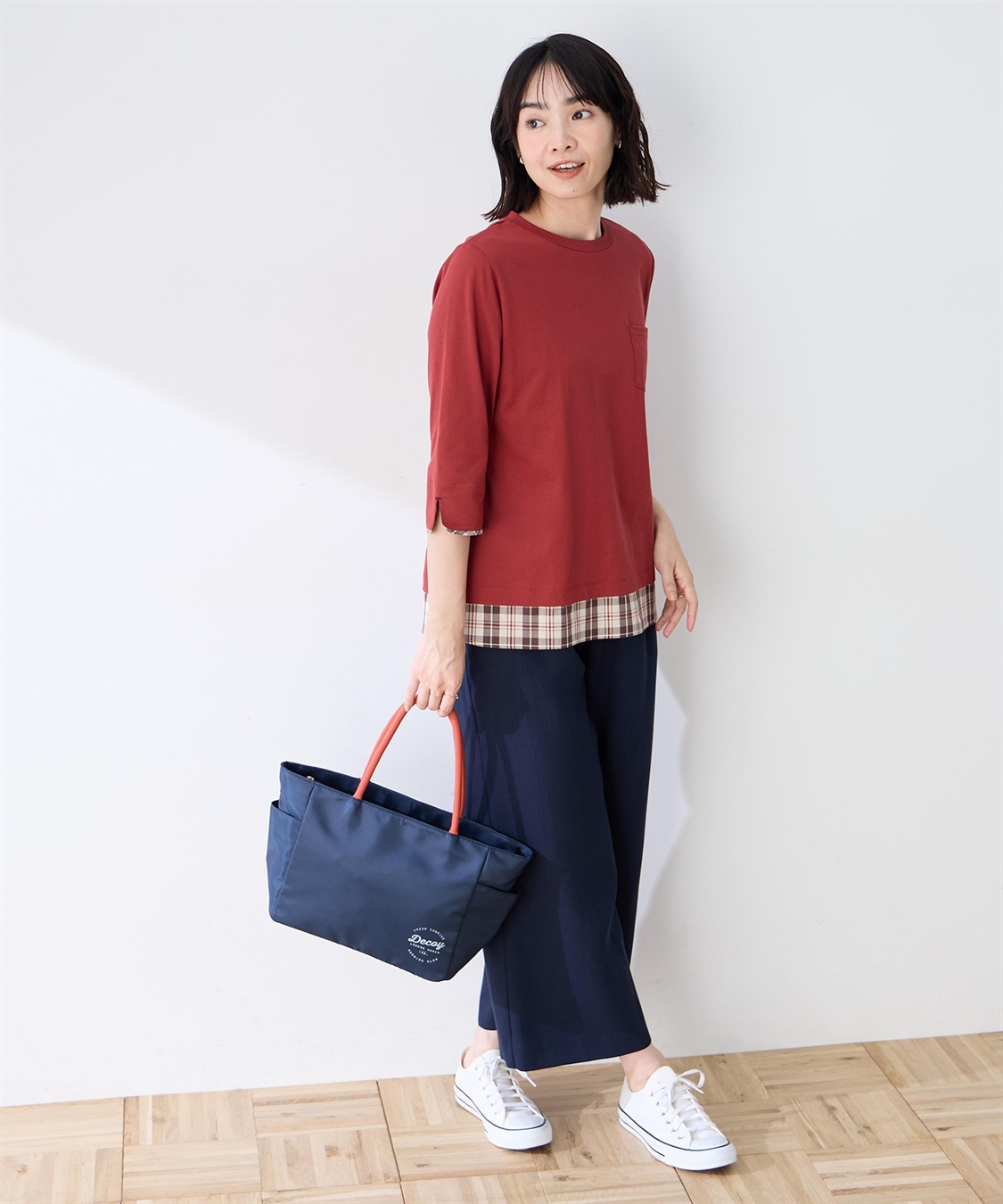 DECOY 【chiyoさんコラボ】ロンドンマーチチェックドッキング7分袖プルオーバー【オーガニックコットンブレンド】_sub_8