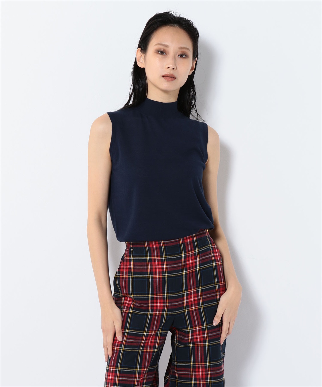 モックネックノースリーブニットトップス 49AV JUNKO SHIMADA