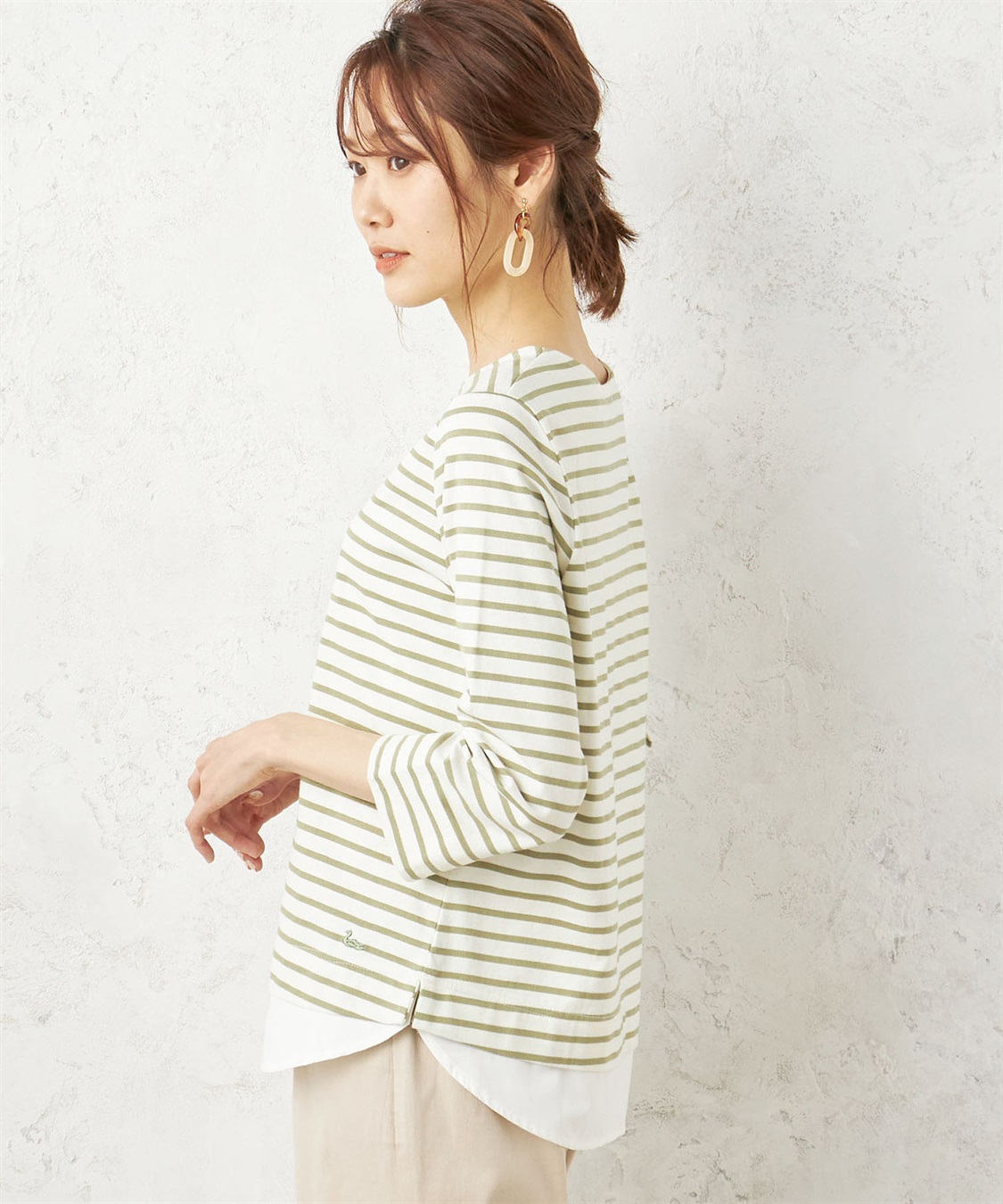 DECOY オーガニックコットンフェイクレイヤードボーダーチュニック_sub_1
