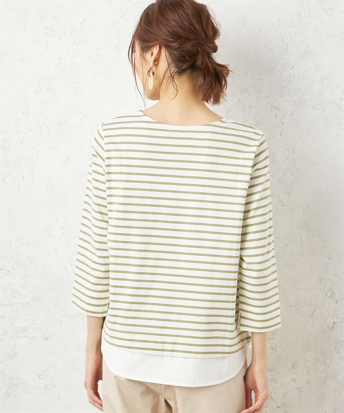 DECOY オーガニックコットンフェイクレイヤードボーダーチュニック_sub_2