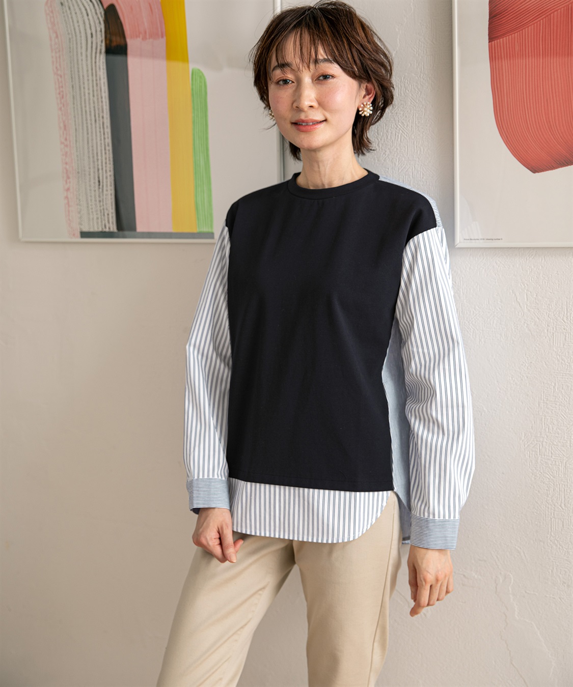 DECOY ストライプドッキングプルオーバー_sub_18