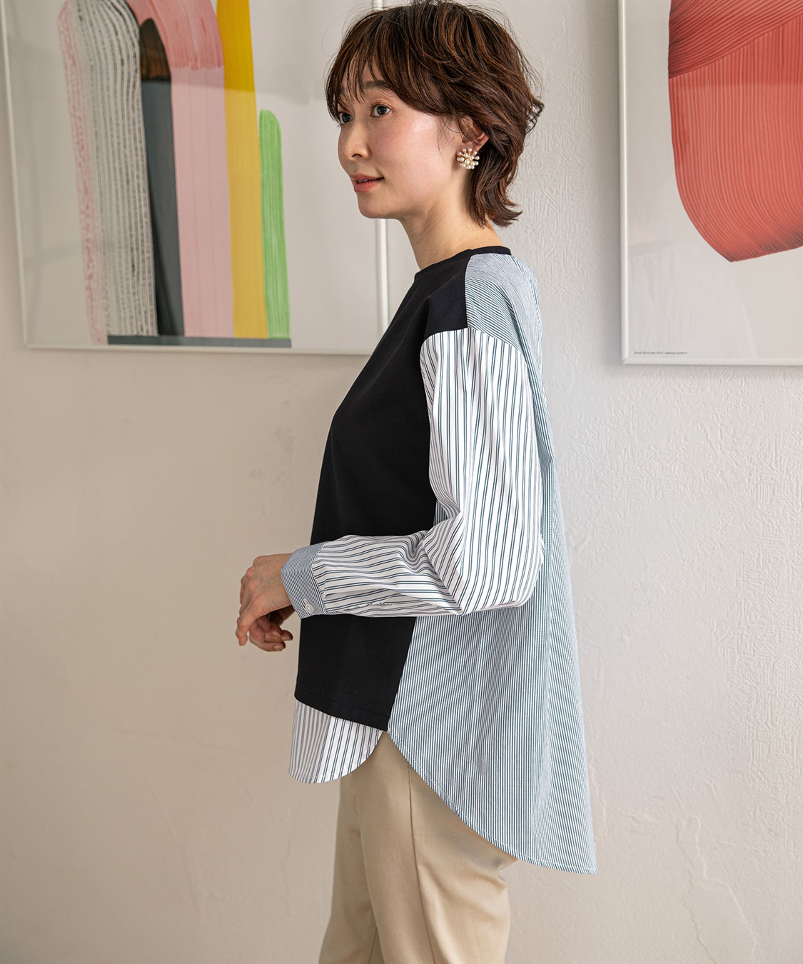 DECOY ストライプドッキングプルオーバー_sub_21