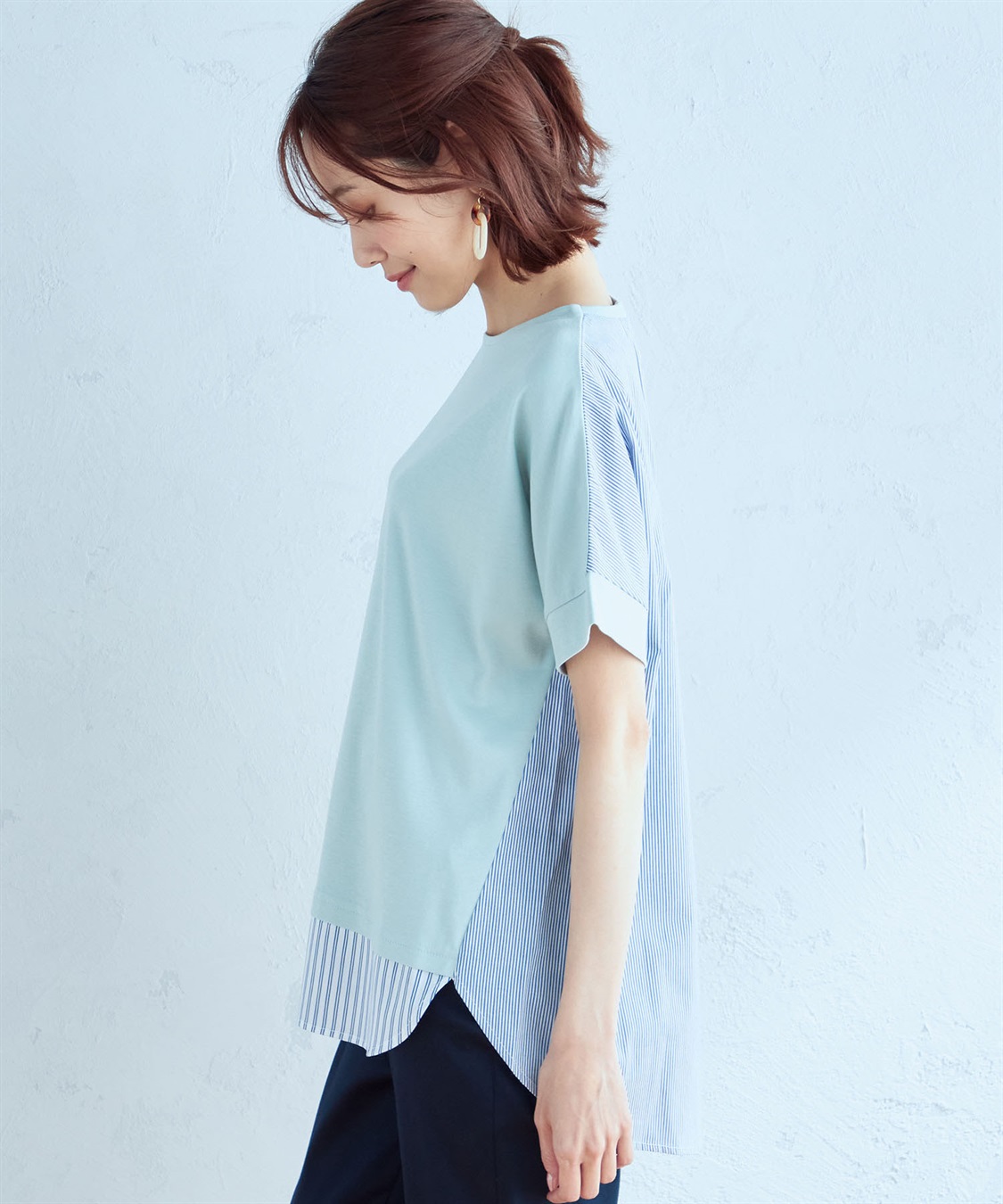 DECOY 【接触冷感】ストライプ切り替えプルオーバー_sub_2