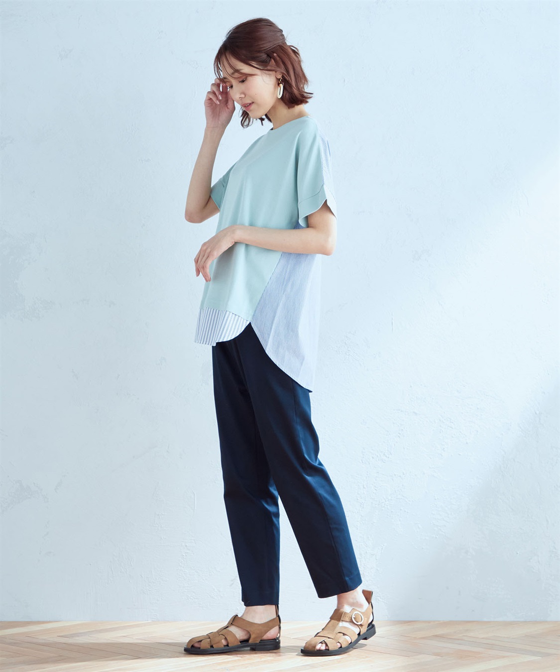 DECOY 【接触冷感】ストライプ切り替えプルオーバー_sub_8