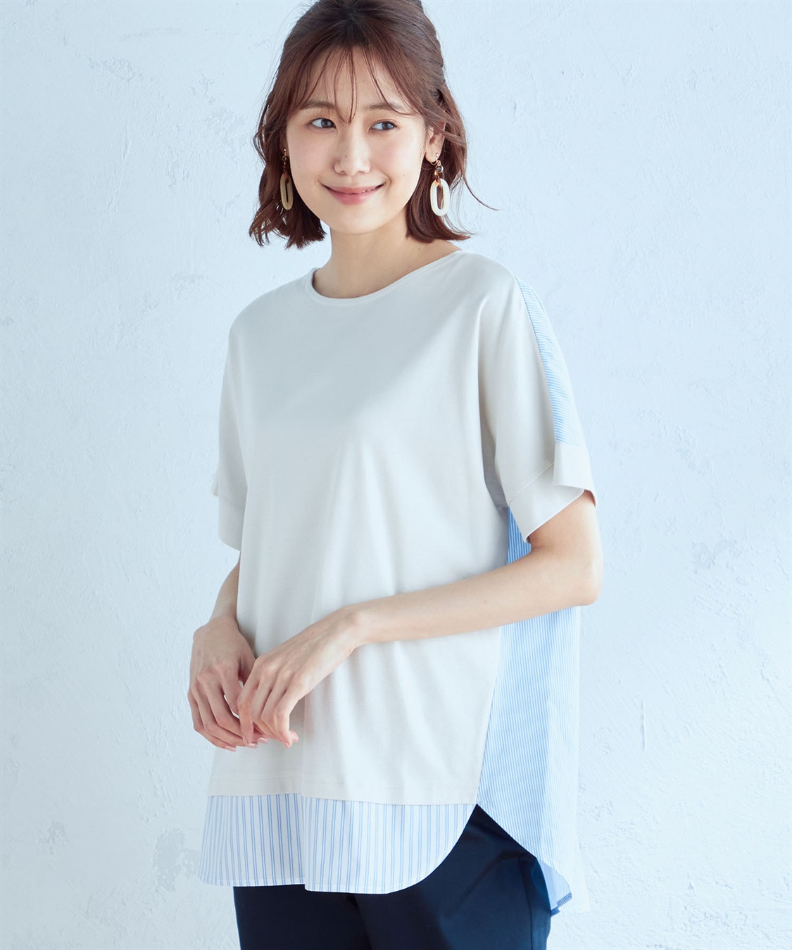 DECOY 【接触冷感】ストライプ切り替えプルオーバー_sub_9