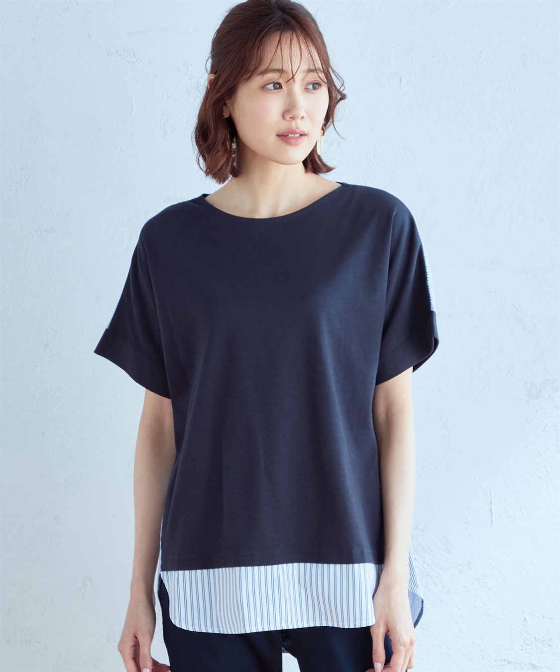 DECOY 【接触冷感】ストライプ切り替えプルオーバー_sub_10