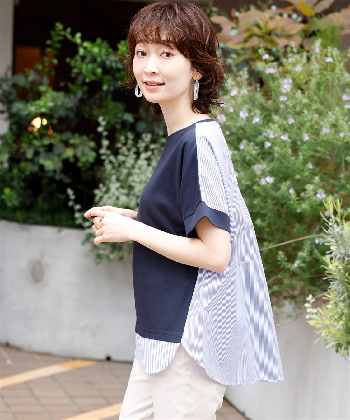 DECOY 【接触冷感】ストライプ切り替えプルオーバー_sub_11