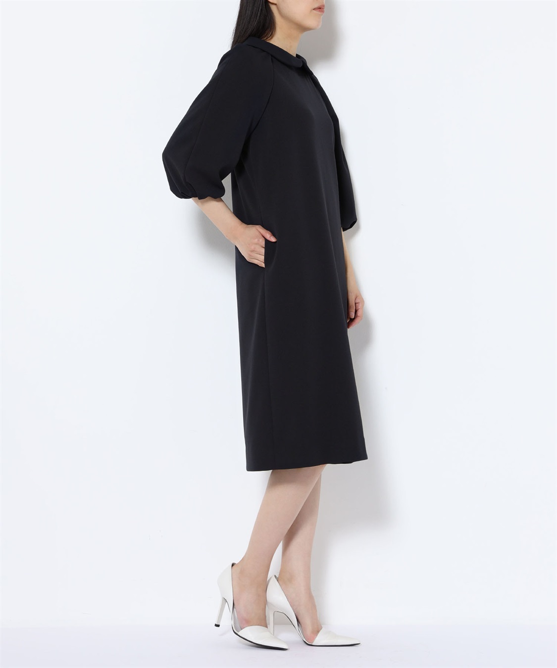 ラウンドカラーボリュームスリーブワンピース 49AV JUNKO SHIMADA