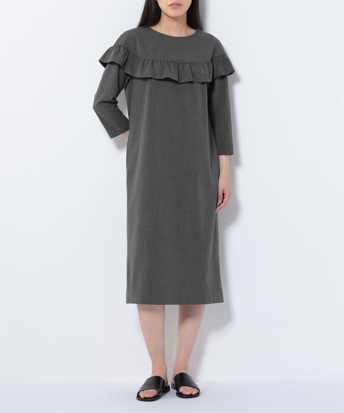 フリル付きワンピース 49AV JUNKO SHIMADA｜クロスプラス公式通販サイト