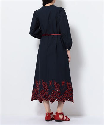49AV.ジュンコシマダ　刺繍入りロング丈コットンワンピース　ホワイト　40 刺繍入りロング丈コットンワンピース 49AV JUNKO SHIMADA