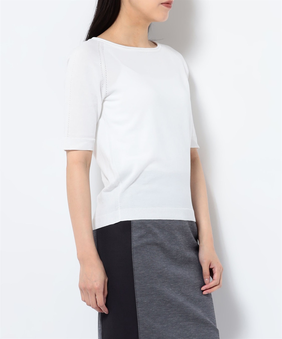 ベーシック半袖ニットプルオーバー 49AV.junko shimada｜クロスプラス 
