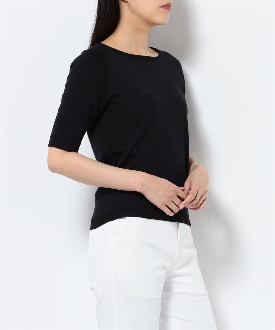 ベーシック半袖ニットプルオーバー 49AV.junko shimada｜クロスプラス 