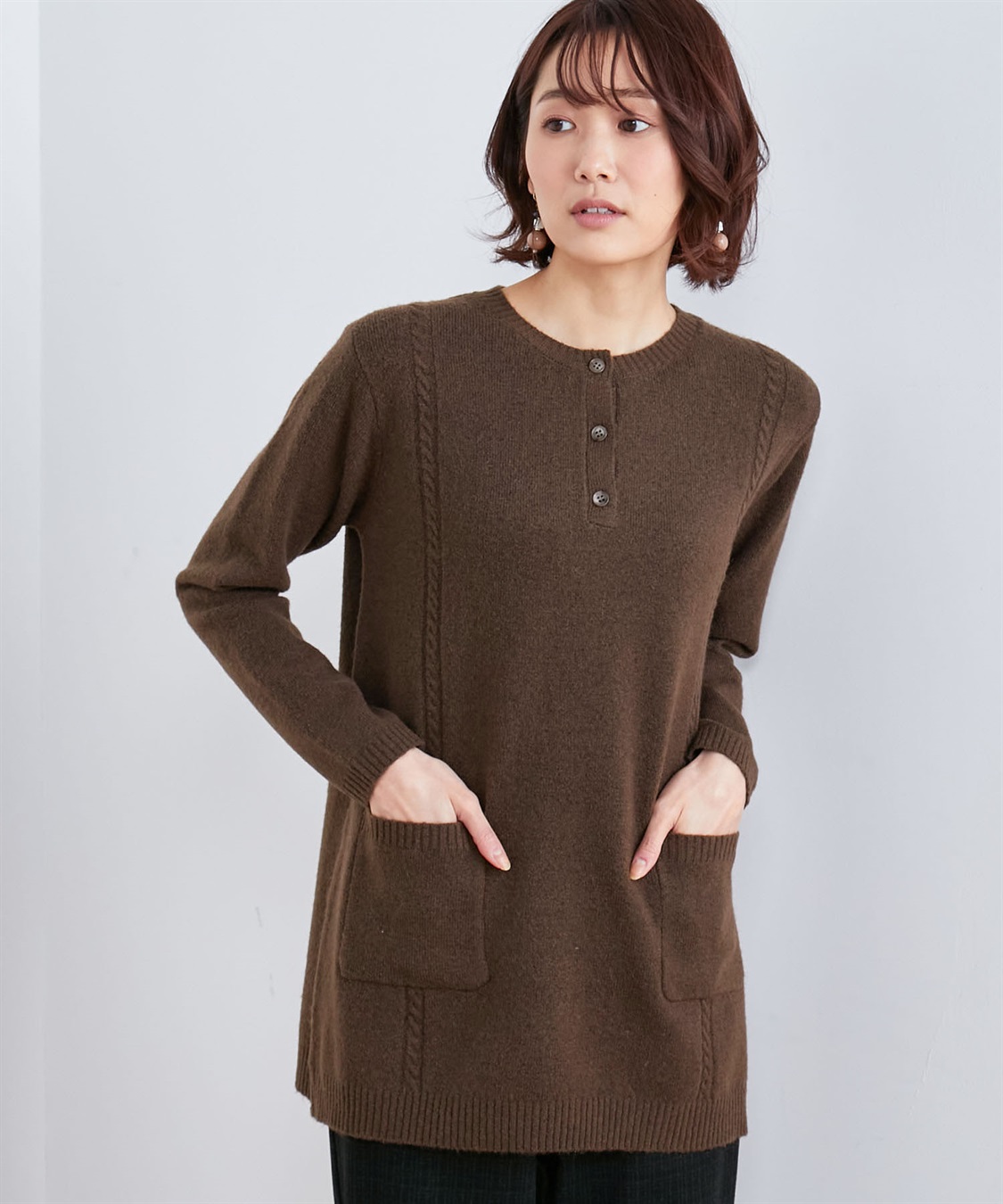 DECOY ハンドウォッシャブルケーブル編みニットチュニック_sub_1