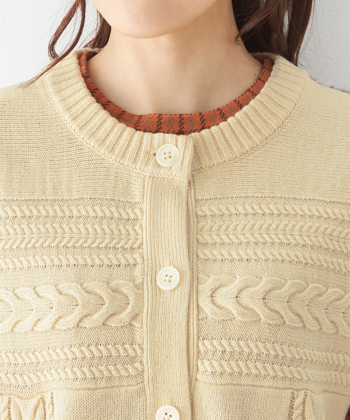 DECOY ケーブル編み前ボタンベスト_sub_4