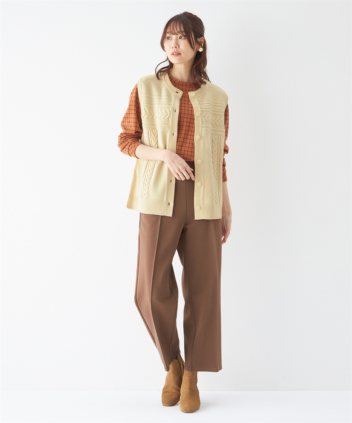 DECOY ケーブル編み前ボタンベスト_sub_8