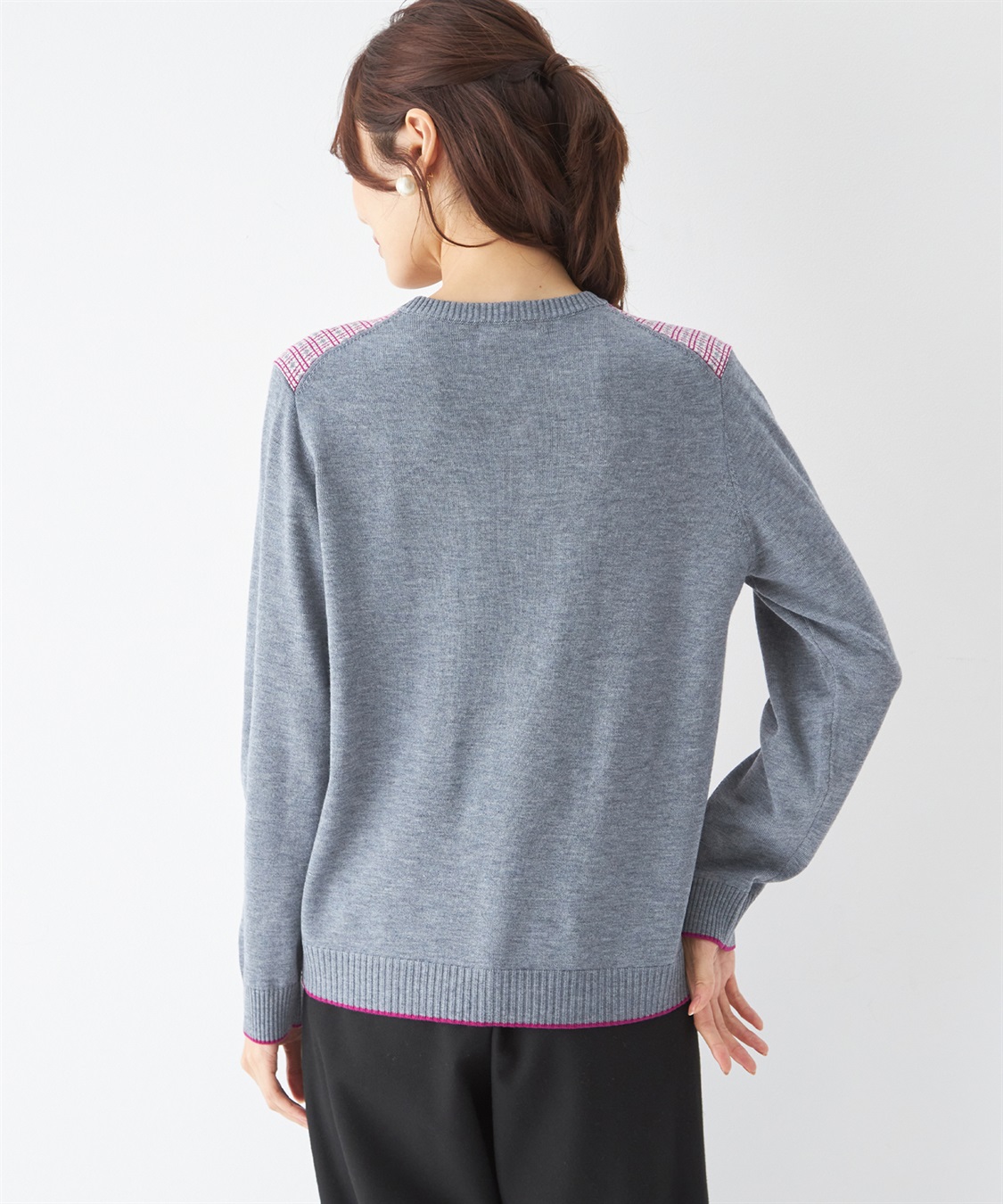 DECOY チェックジャガード配色カーディガン_sub_3