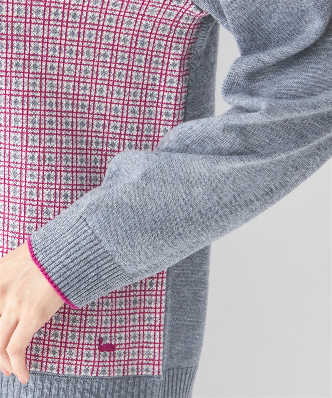 DECOY チェックジャガード配色カーディガン_sub_5