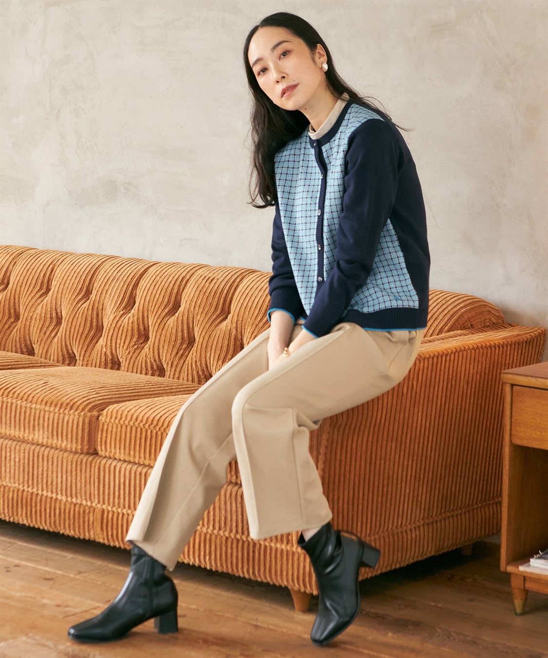 DECOY チェックジャガード配色カーディガン_sub_9