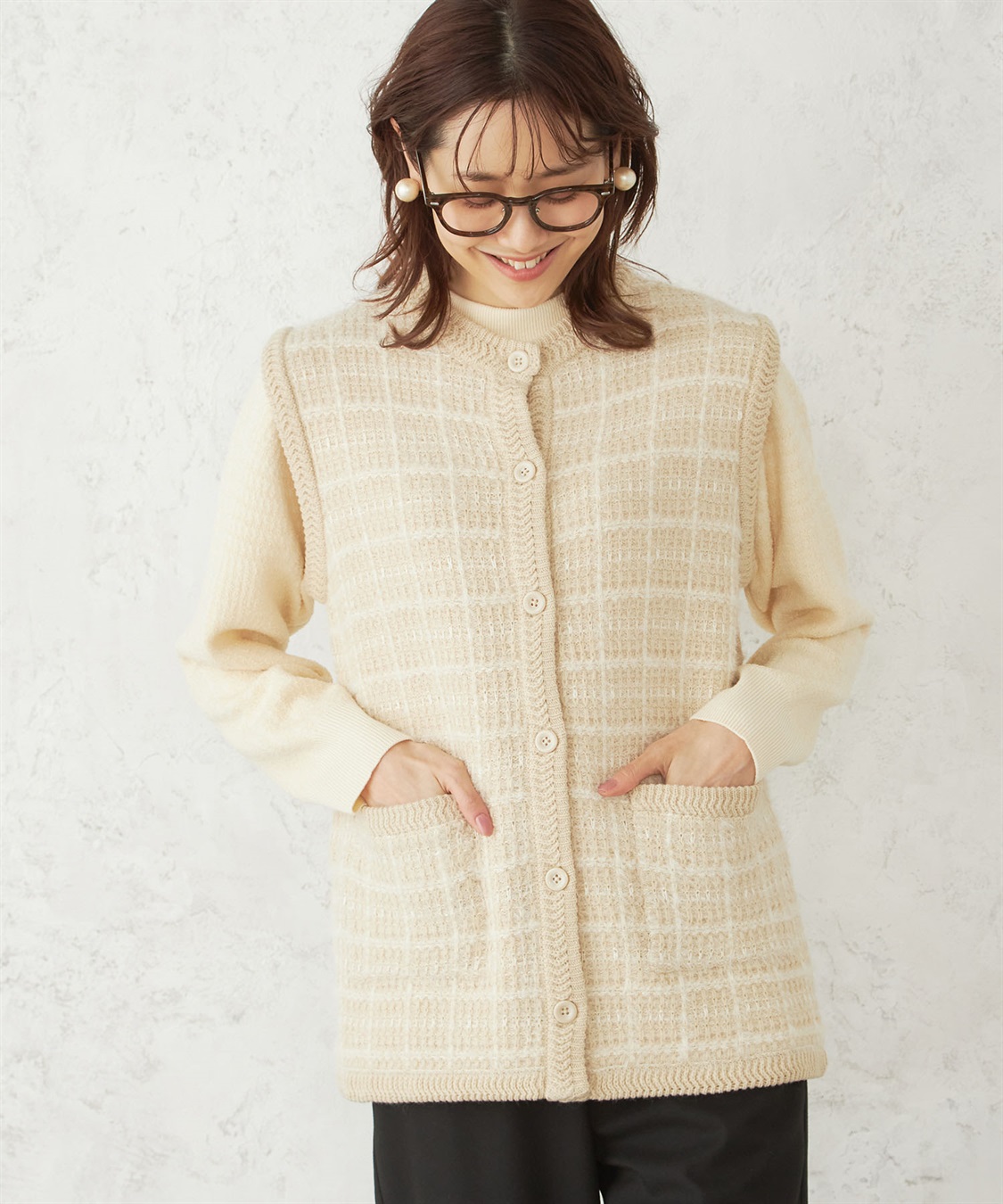 DECOY ツイードニットベスト_sub_3