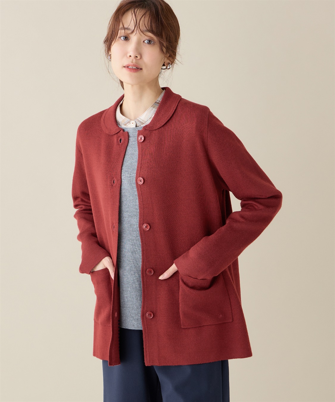 DECOY ダブルフェイス衿つきカーディガン_sub_1