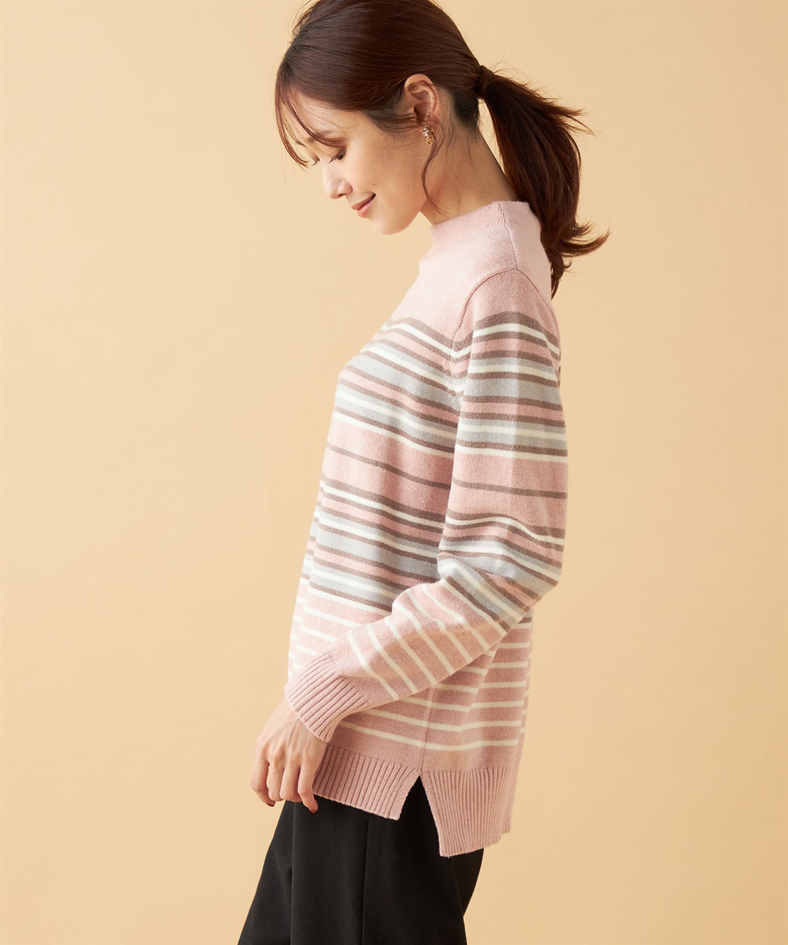 DECOY ボトルネックボーダーニットプルオーバー_sub_1