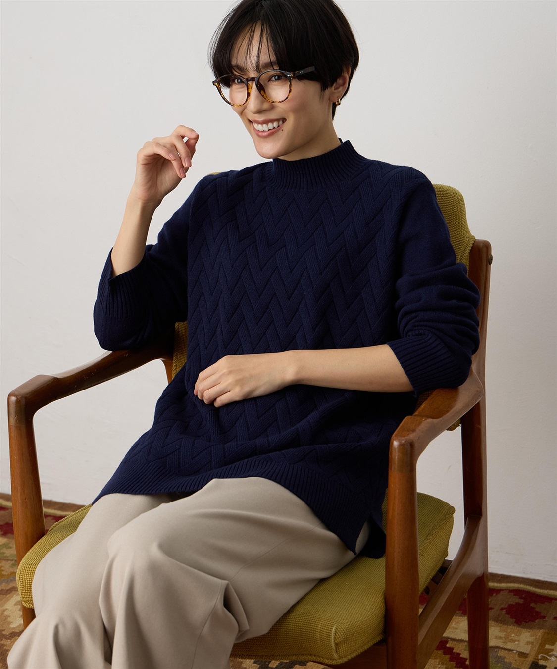 DECOY ヘリンボーンニットプルオーバー【ハンドウォッシャブル】_sub_3