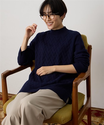 DECOY ヘリンボーンニットプルオーバー【ハンドウォッシャブル】_subthumb_3