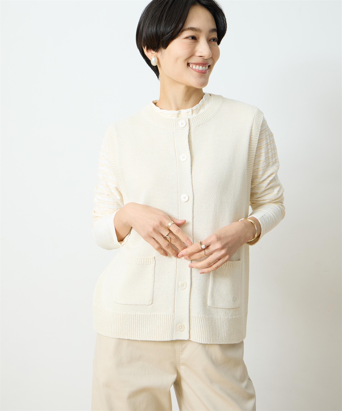 DECOY クルーネックニットベスト【ハンドウォッシャブル】_sub_1