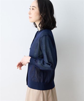 DECOY サラコクルーネック9分袖カーディガン【接触冷感・ウォッシャブル・毛玉になりにくい】_subthumb_1