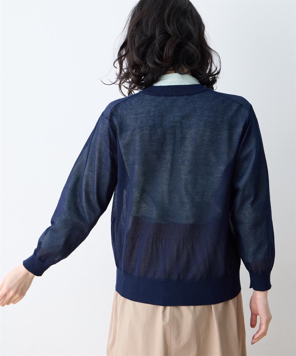 DECOY サラコクルーネック9分袖カーディガン【接触冷感・ウォッシャブル・毛玉になりにくい】_sub_2