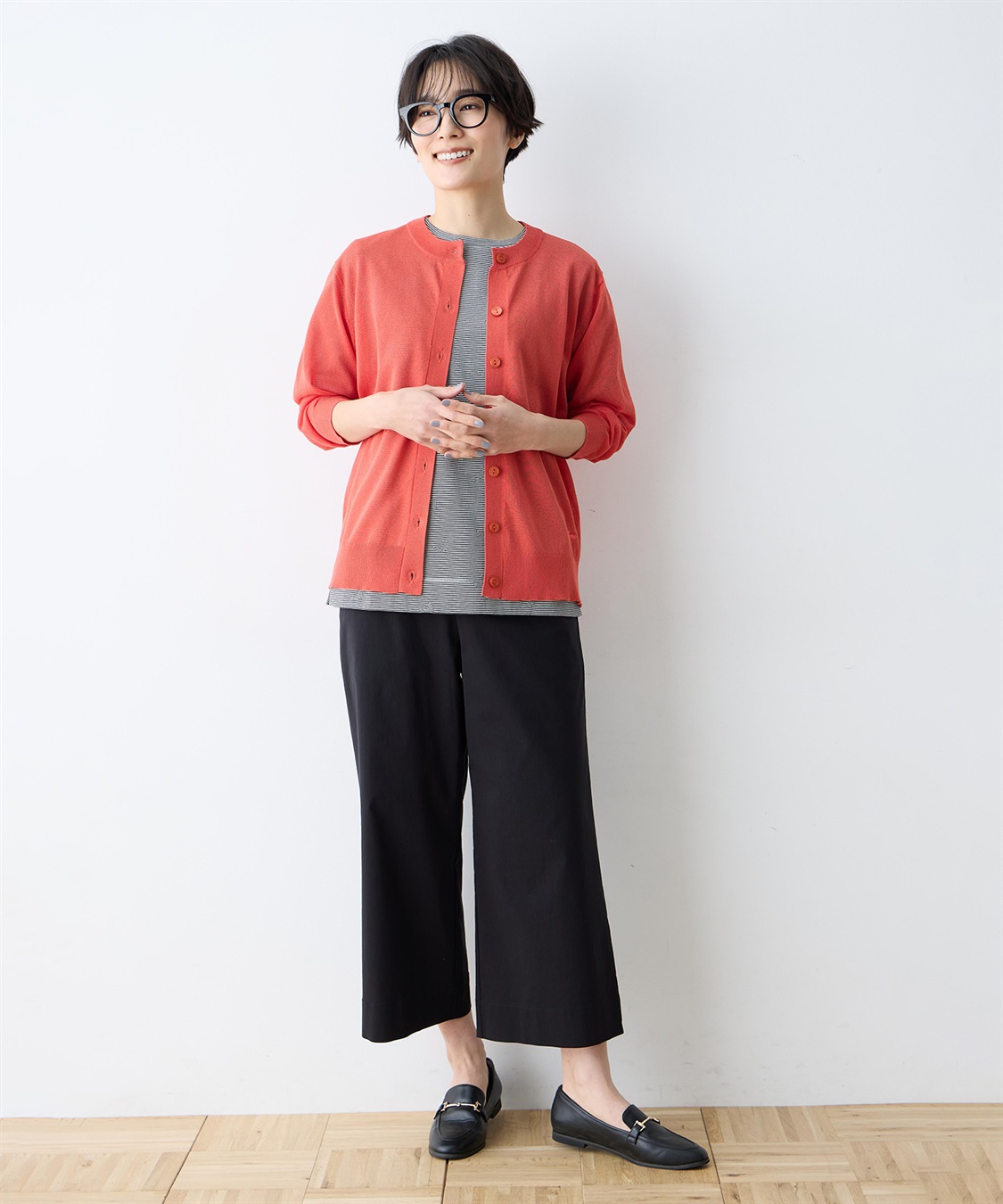 DECOY サラコクルーネック9分袖カーディガン【接触冷感・ウォッシャブル・毛玉になりにくい】_sub_6