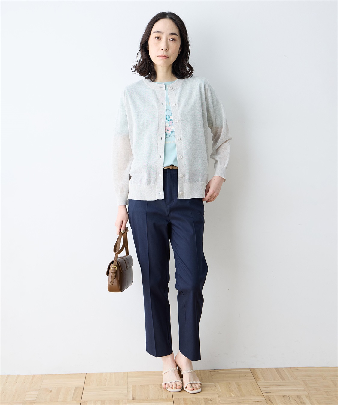 DECOY サラコクルーネック9分袖カーディガン【接触冷感・ウォッシャブル・毛玉になりにくい】_sub_8