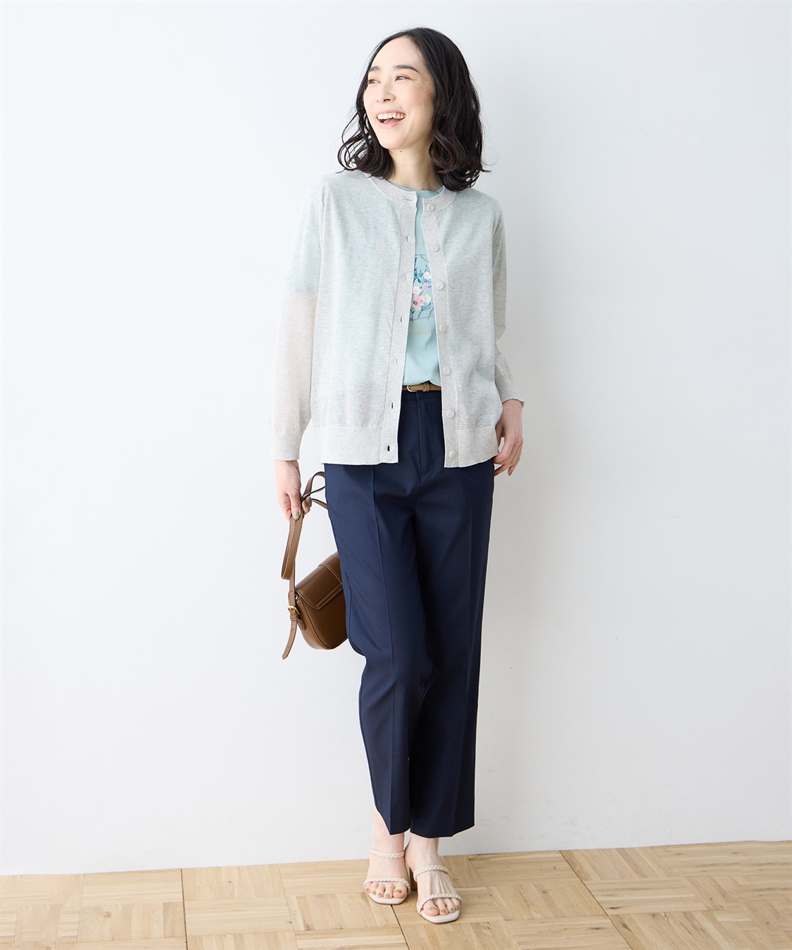 DECOY サラコクルーネック9分袖カーディガン【接触冷感・ウォッシャブル・毛玉になりにくい】_sub_9