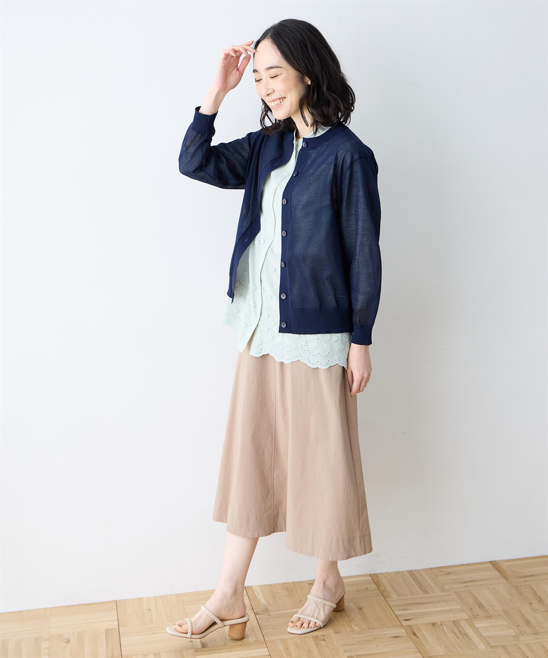 DECOY サラコクルーネック9分袖カーディガン【接触冷感・ウォッシャブル・毛玉になりにくい】_sub_11