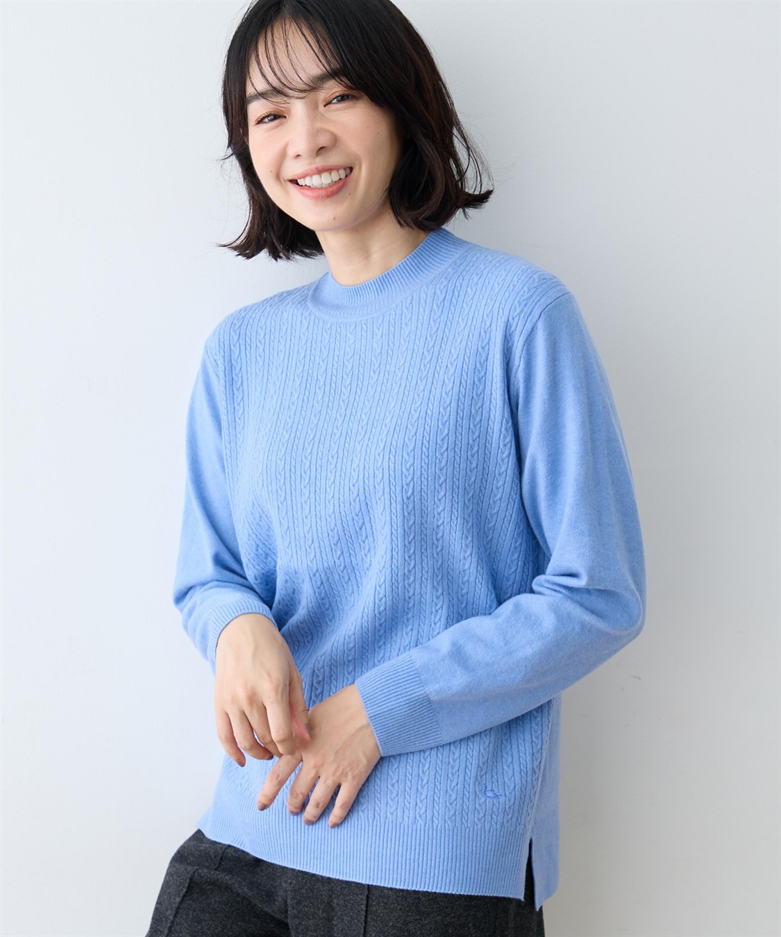 DECOY ケーブル編みハイネックニットプルオーバー【ハンドウォッシャブル】_sub_1