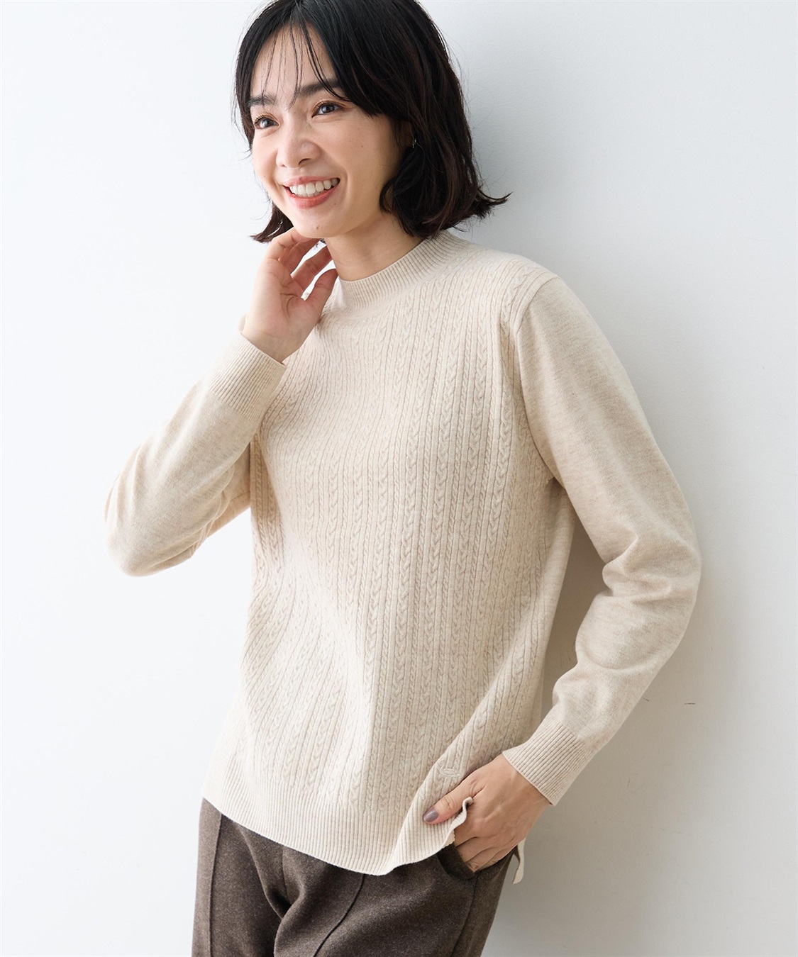 DECOY ケーブル編みハイネックニットプルオーバー【ハンドウォッシャブル】_sub_4