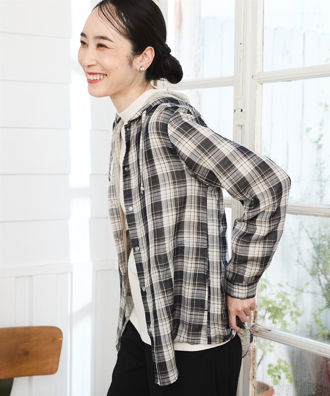 Wガーゼチェックシャツ羽織り DECOY｜クロスプラス公式通販サイト