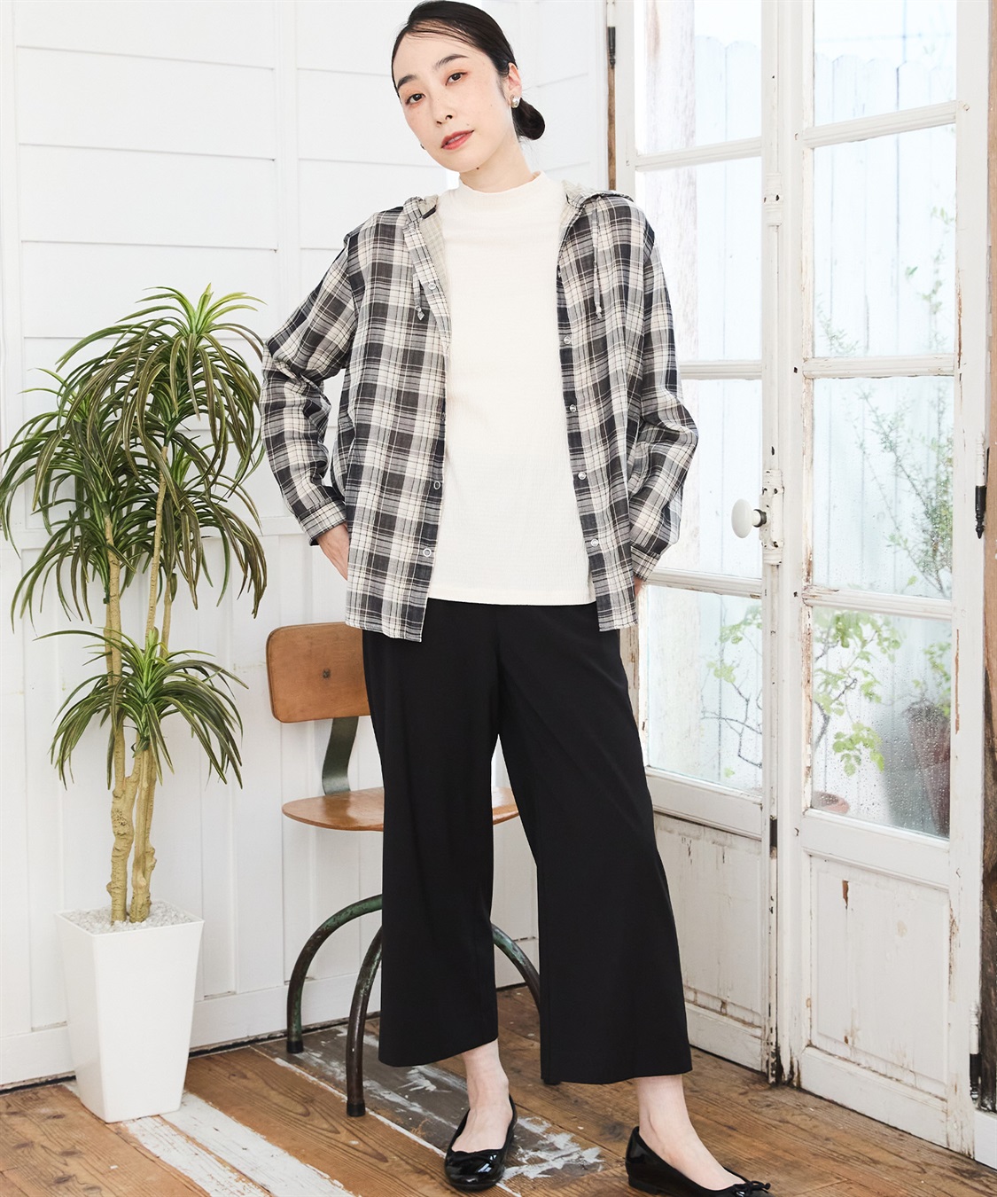 DECOY Wガーゼチェックシャツ羽織り_sub_2