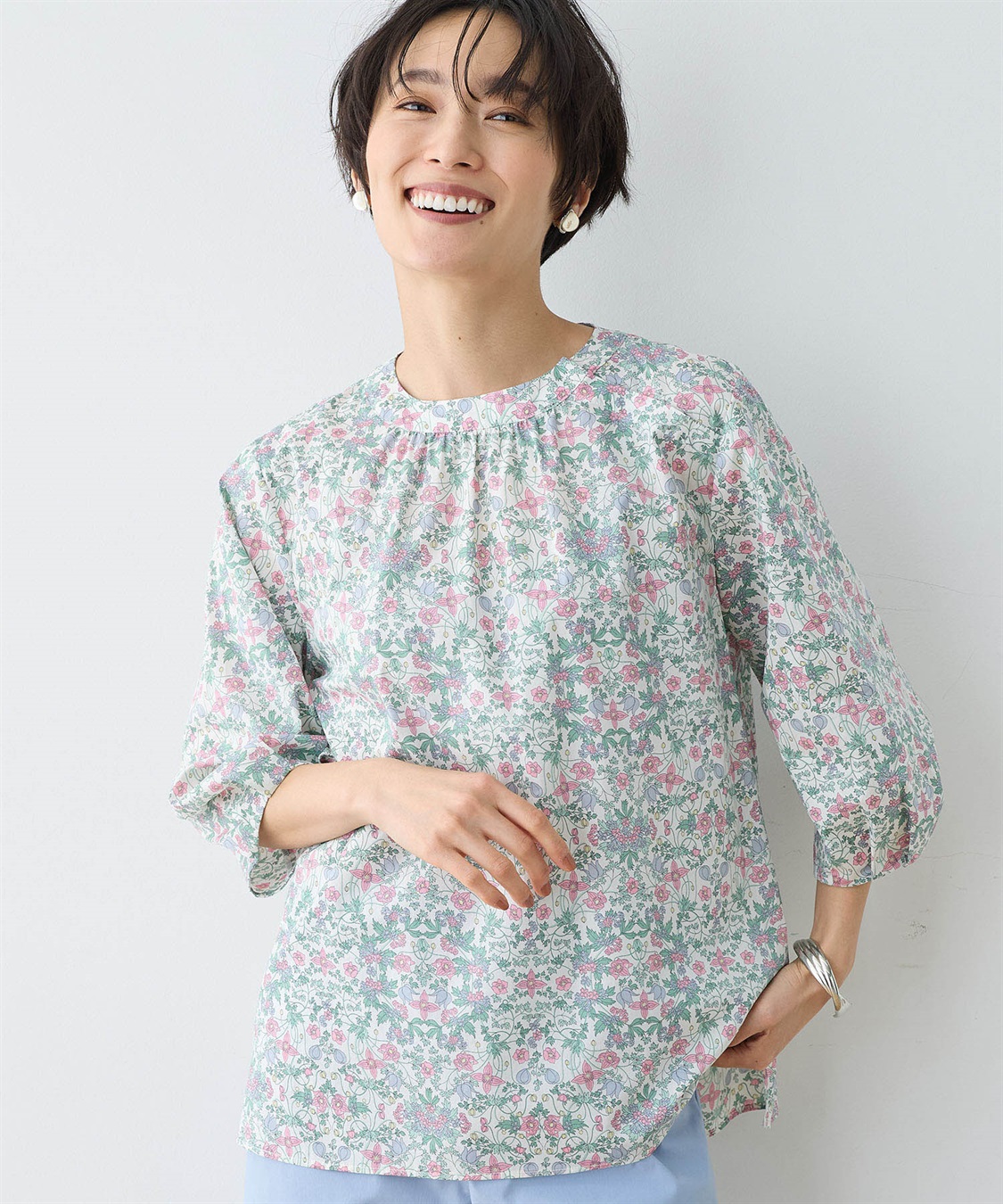 DECOY リバティプリントボリュームスリーブブラウス_sub_1